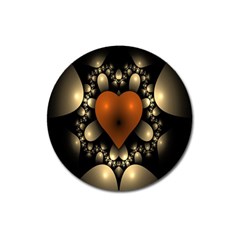 Fractal Of A Red Heart Surrounded By Beige Ball Magnet 3  (round) by Simbadda