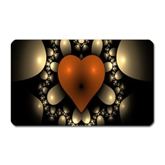 Fractal Of A Red Heart Surrounded By Beige Ball Magnet (rectangular) by Simbadda