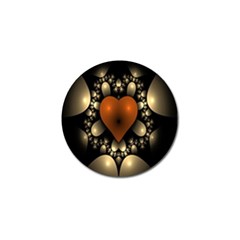 Fractal Of A Red Heart Surrounded By Beige Ball Golf Ball Marker by Simbadda