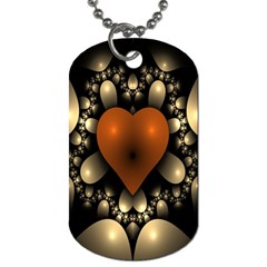 Fractal Of A Red Heart Surrounded By Beige Ball Dog Tag (two Sides) by Simbadda