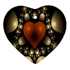 Fractal Of A Red Heart Surrounded By Beige Ball Heart Ornament (two Sides) by Simbadda