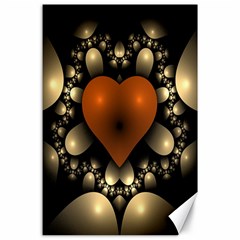 Fractal Of A Red Heart Surrounded By Beige Ball Canvas 24  X 36  by Simbadda