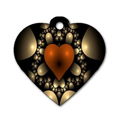 Fractal Of A Red Heart Surrounded By Beige Ball Dog Tag Heart (two Sides) by Simbadda