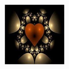 Fractal Of A Red Heart Surrounded By Beige Ball Medium Glasses Cloth (2-side) by Simbadda