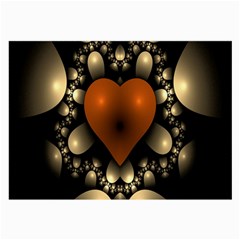 Fractal Of A Red Heart Surrounded By Beige Ball Large Glasses Cloth by Simbadda