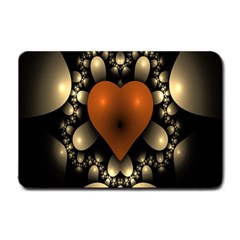 Fractal Of A Red Heart Surrounded By Beige Ball Small Doormat  by Simbadda