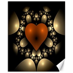 Fractal Of A Red Heart Surrounded By Beige Ball Canvas 11  X 14   by Simbadda