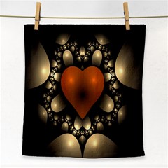 Fractal Of A Red Heart Surrounded By Beige Ball Face Towel by Simbadda