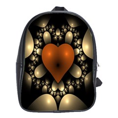 Fractal Of A Red Heart Surrounded By Beige Ball School Bags(large)  by Simbadda