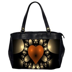 Fractal Of A Red Heart Surrounded By Beige Ball Office Handbags (2 Sides)  by Simbadda