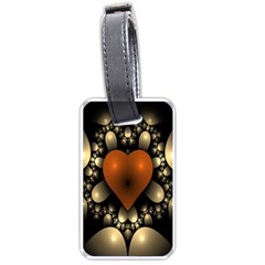 Fractal Of A Red Heart Surrounded By Beige Ball Luggage Tags (one Side)  by Simbadda