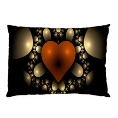 Fractal Of A Red Heart Surrounded By Beige Ball Pillow Case (two Sides) by Simbadda