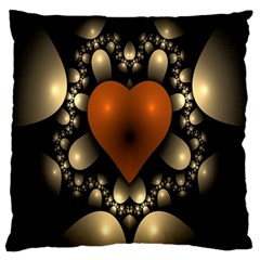 Fractal Of A Red Heart Surrounded By Beige Ball Large Cushion Case (two Sides) by Simbadda