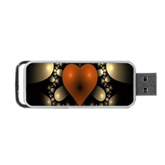 Fractal Of A Red Heart Surrounded By Beige Ball Portable Usb Flash (one Side) by Simbadda