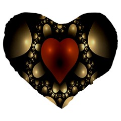 Fractal Of A Red Heart Surrounded By Beige Ball Large 19  Premium Heart Shape Cushions