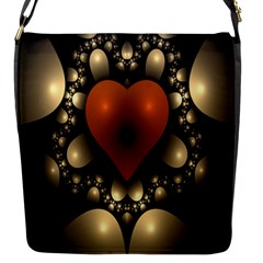 Fractal Of A Red Heart Surrounded By Beige Ball Flap Messenger Bag (s) by Simbadda