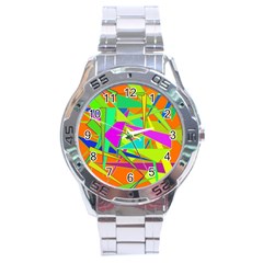 Background With Colorful Triangles Stainless Steel Analogue Watch by Simbadda