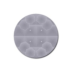 Grid Squares And Rectangles Mirror Images Colors Rubber Coaster (round)  by Simbadda