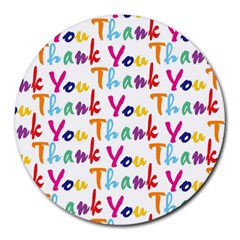 Wallpaper With The Words Thank You In Colorful Letters Round Mousepads by Simbadda