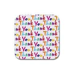 Wallpaper With The Words Thank You In Colorful Letters Rubber Square Coaster (4 Pack)  by Simbadda