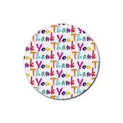 Wallpaper With The Words Thank You In Colorful Letters Rubber Round Coaster (4 Pack)  by Simbadda