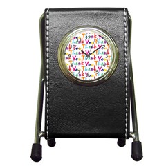 Wallpaper With The Words Thank You In Colorful Letters Pen Holder Desk Clocks by Simbadda