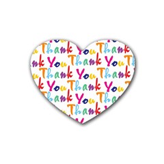 Wallpaper With The Words Thank You In Colorful Letters Heart Coaster (4 Pack)  by Simbadda