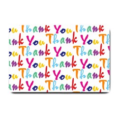 Wallpaper With The Words Thank You In Colorful Letters Small Doormat  by Simbadda