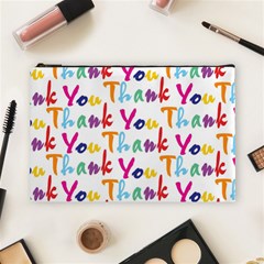 Wallpaper With The Words Thank You In Colorful Letters Cosmetic Bag (large)  by Simbadda