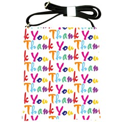 Wallpaper With The Words Thank You In Colorful Letters Shoulder Sling Bags by Simbadda