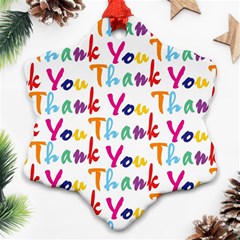 Wallpaper With The Words Thank You In Colorful Letters Snowflake Ornament (two Sides) by Simbadda