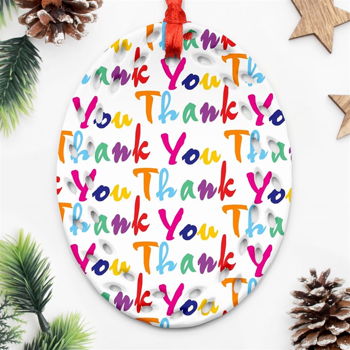 Wallpaper With The Words Thank You In Colorful Letters Ornament (Oval Filigree)