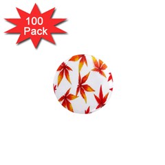 Colorful Autumn Leaves On White Background 1  Mini Magnets (100 Pack)  by Simbadda