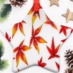 Colorful Autumn Leaves On White Background Star Ornament (Two Sides) Front