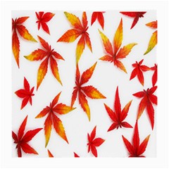 Colorful Autumn Leaves On White Background Medium Glasses Cloth (2-side) by Simbadda