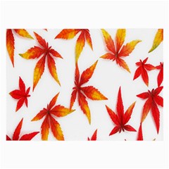 Colorful Autumn Leaves On White Background Large Glasses Cloth by Simbadda