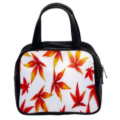 Colorful Autumn Leaves On White Background Classic Handbags (2 Sides) by Simbadda