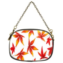 Colorful Autumn Leaves On White Background Chain Purses (one Side)  by Simbadda