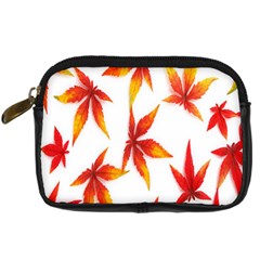 Colorful Autumn Leaves On White Background Digital Camera Cases by Simbadda