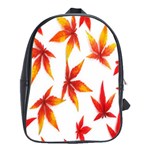 Colorful Autumn Leaves On White Background School Bags(Large)  Front