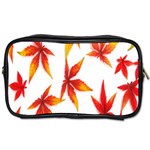 Colorful Autumn Leaves On White Background Toiletries Bags Front