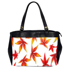 Colorful Autumn Leaves On White Background Office Handbags (2 Sides)  by Simbadda