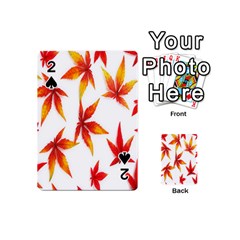 Colorful Autumn Leaves On White Background Playing Cards 54 (mini)  by Simbadda