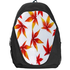 Colorful Autumn Leaves On White Background Backpack Bag by Simbadda