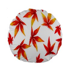 Colorful Autumn Leaves On White Background Standard 15  Premium Round Cushions by Simbadda