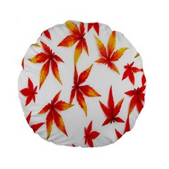 Colorful Autumn Leaves On White Background Standard 15  Premium Flano Round Cushions by Simbadda