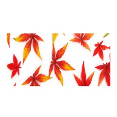 Colorful Autumn Leaves On White Background Satin Wrap by Simbadda