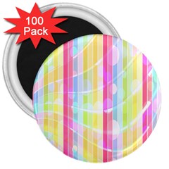 Colorful Abstract Stripes Circles And Waves Wallpaper Background 3  Magnets (100 Pack) by Simbadda