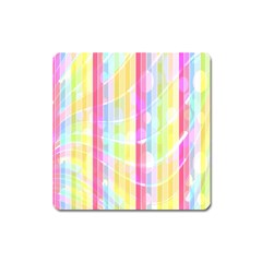 Colorful Abstract Stripes Circles And Waves Wallpaper Background Square Magnet by Simbadda