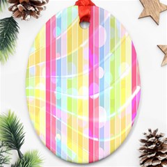 Colorful Abstract Stripes Circles And Waves Wallpaper Background Oval Ornament (two Sides) by Simbadda